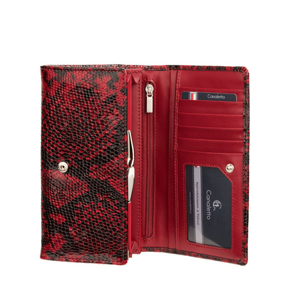 Duży czerwony portfel damski wąż RFID Canaletto PD1602s268