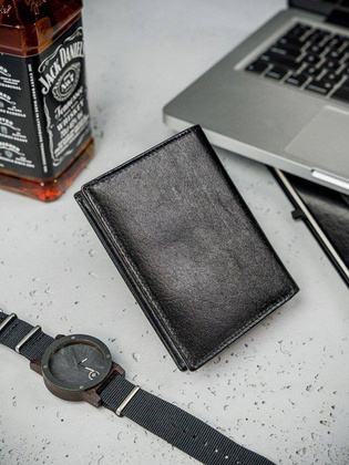 CZARNY SKÓRZANY PORTFEL MĘSKI DUŻY PIONOWY SKÓRA