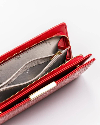 Duży portfel damski ze skóry ekologicznej z tłoczonym wzorem