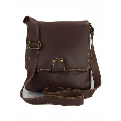 Włoska skórzana listonoszka, raportówka A5 Brązowa LP361M
