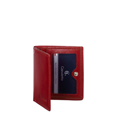 Mały czerwony portfel damski RFID Canaletto z skóry licowej garbowanej roślinnie PD1031s165gr RFID