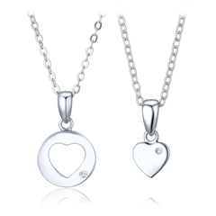 MINET Srebrny komplet naszyjników z sercem – matka i córka