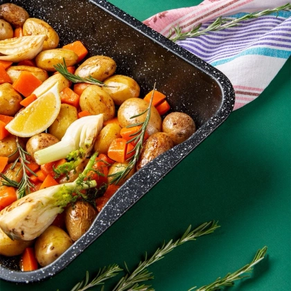 Brytfanna brytfanka blacha granitowa do pieczenia mięsa ciasta NATURE 34x26x6,5 cm 4,7 l