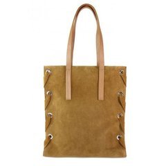 Zamszowa torba Shopper bag ,duży worek, kółka,  Vera Pelle pojemny Camel  WK745C KEMER