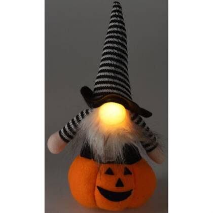 FIGURKA DEKORACYJNA NA DYNI 25CM LED HALLOWEEN  POMARAŃCZOWA