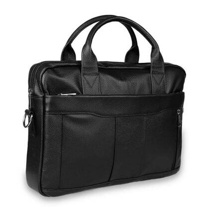 Skórzana torba męska czarna na ramię laptopa 15,6" - Pavone Nero Parma 2461 BL