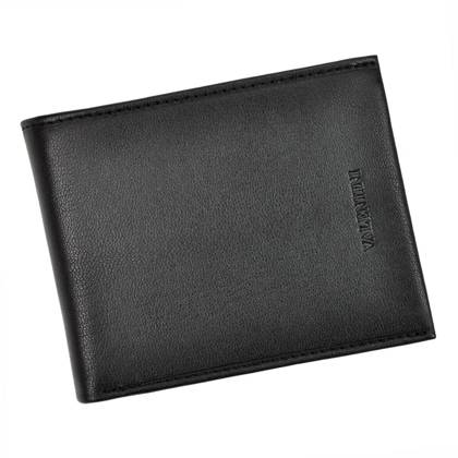 Średniej wielkości skórzany portfel męski, czarny