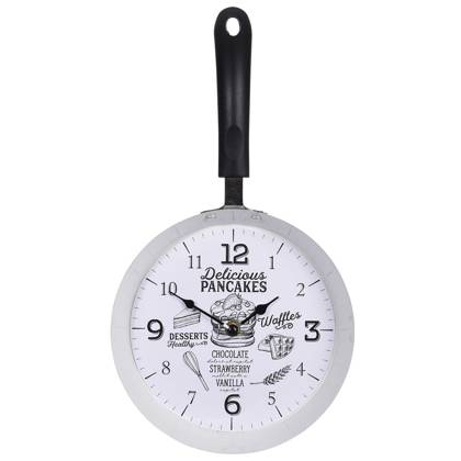 Zegar ścienny kuchenny patelnia metalowy biały