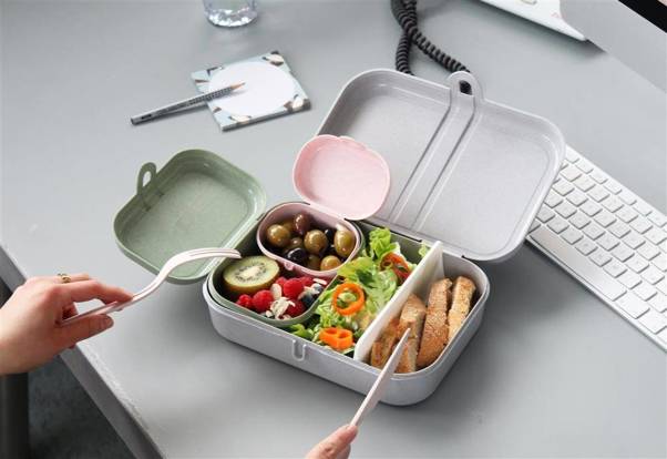 Zestaw 3 lunchboxów ze sztućcami Pascal ready organic grey 3168670